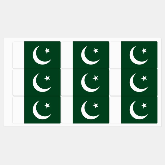 Patriotische Etiketten mit pakistanischer Flagge (Blatt)