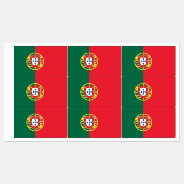 Patriotische Etiketten mit portugiesischer Flagge (Blatt)