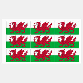 Patriotische Etiketten mit Wales-Flagge