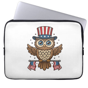 Patriotische Eule Vintage-Gravur Grafik_1 Laptopschutzhülle