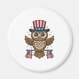 Patriotische Eule Vintage-Gravur Grafik_1 Magnet