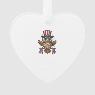 Patriotische Eule Vintage-Stich Grafik_1 Ornament