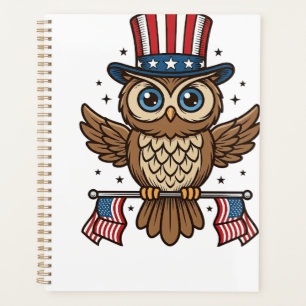 Patriotische Eule Vintage-Stich Grafik_1 Planer