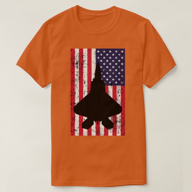 Patriotische F22 Raptor Kampfflugzeug Amerikanisch T-Shirt (Design vorne)