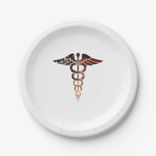Patriotische Fahne Caduceus, großartig für Kranken Pappteller
