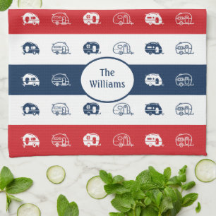 Patriotische Familienname Campers, rot, weiß und b Geschirrtuch