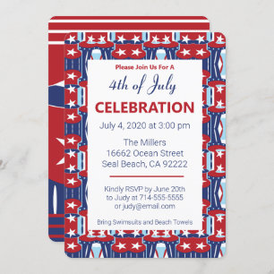 Patriotische Farben 4. Juli Einladung