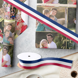 Patriotische Farben Roter Blaue Streifen Geschenk Satinband