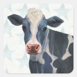 Patriotische Farm - Kuh Quadratischer Aufkleber