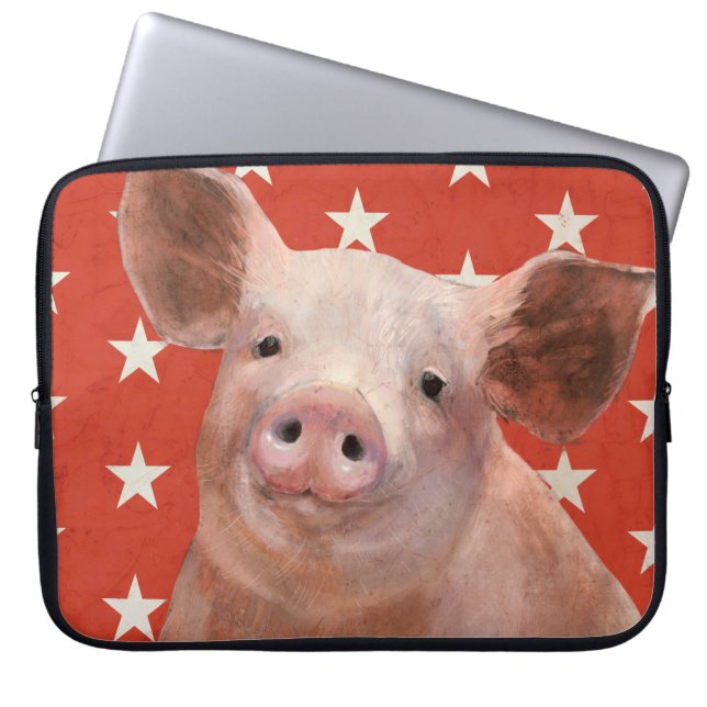 Patriotische Farm - Schwein Laptopschutzhülle (Vorderseite)