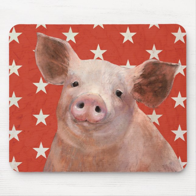 Patriotische Farm - Schwein Mousepad (Vorne)