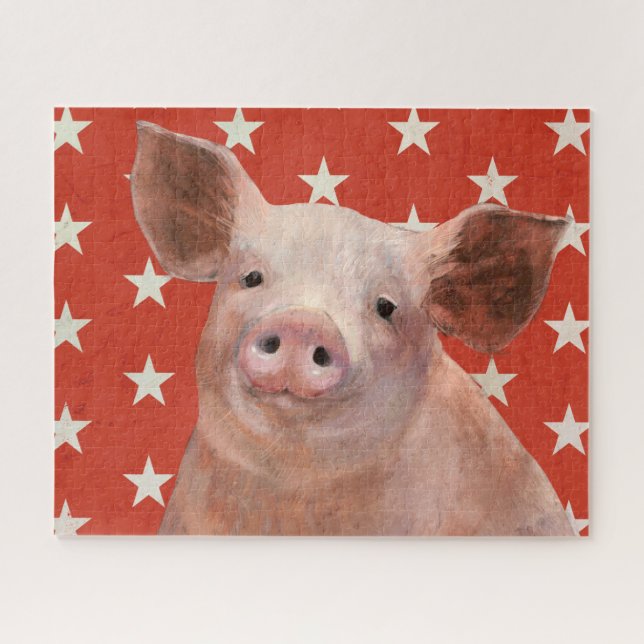 Patriotische Farm - Schwein Puzzle (Horizontal)