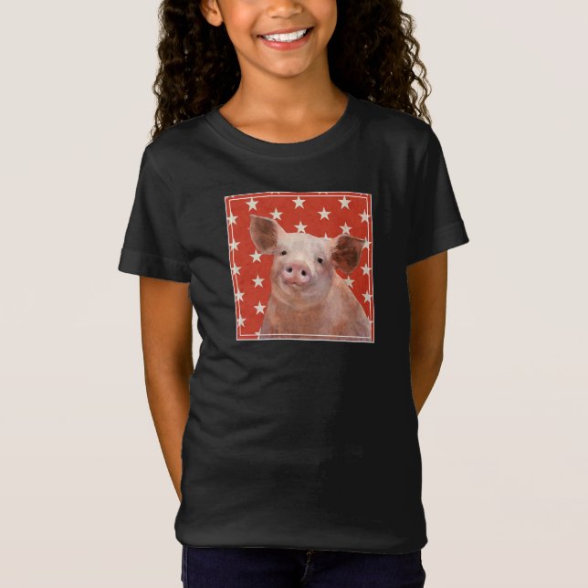 Patriotische Farm - Schwein T-Shirt (Vorderseite)