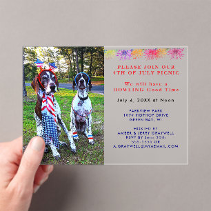 Patriotische Feier Picknick Party Hunde 4. Juli Acryleinladungen