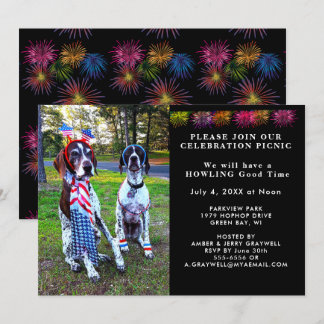 Patriotische Feier Picnic Party Hunde Einladung