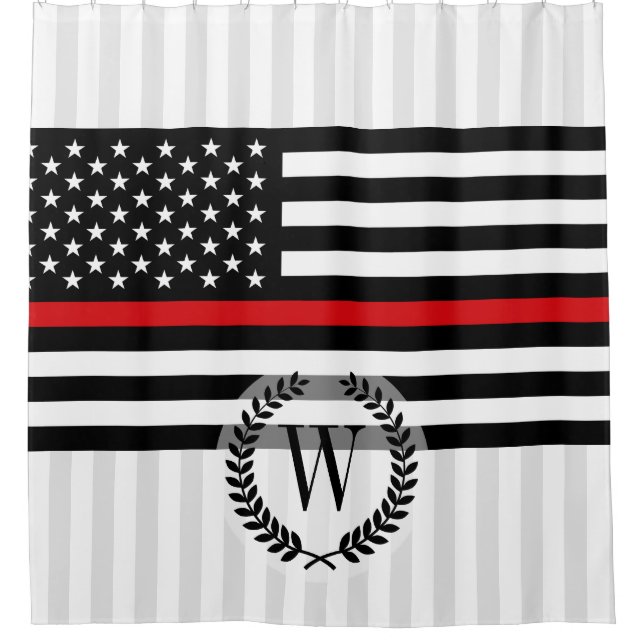 Patriotische Feuerwehrmann-Art-amerikanische Duschvorhang (Vorderseite)