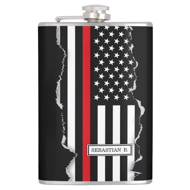 Patriotische Feuerwehrmann-Art-amerikanische Flachmann (Vorderseite)