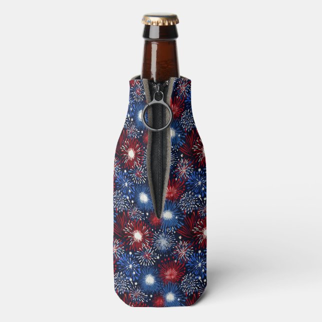 Patriotische Feuerwerk-Feier Flaschenkühler (Flasche Rückseite)