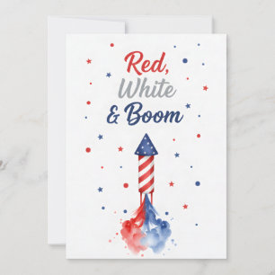 Patriotische Feuerwerk Rot Weiß Boom Vierter Juli Feiertagskarte
