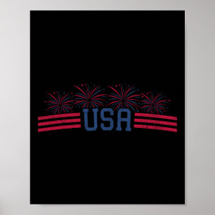 Patriotische Feuerwerke 4. Juli Amerikanische Flag Poster