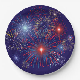 Patriotische Feuerwerke Pappteller