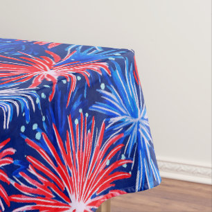 Patriotische Feuerwerke / Rot Weiß Blau Party Tischdecke