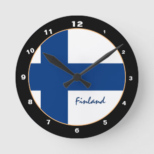 Patriotische finnische Flagge, Finnland Zuhause / Runde Wanduhr