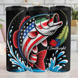 Patriotische Fische, die Wasserrege laufen lassen Thermosbecher