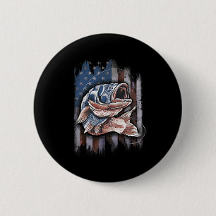 Patriotische Fischerei 4. Juli Männer amerikanisch Button