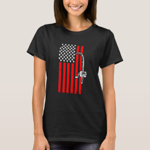 Patriotische Fischerei mit amerikanischer Flagge T-Shirt