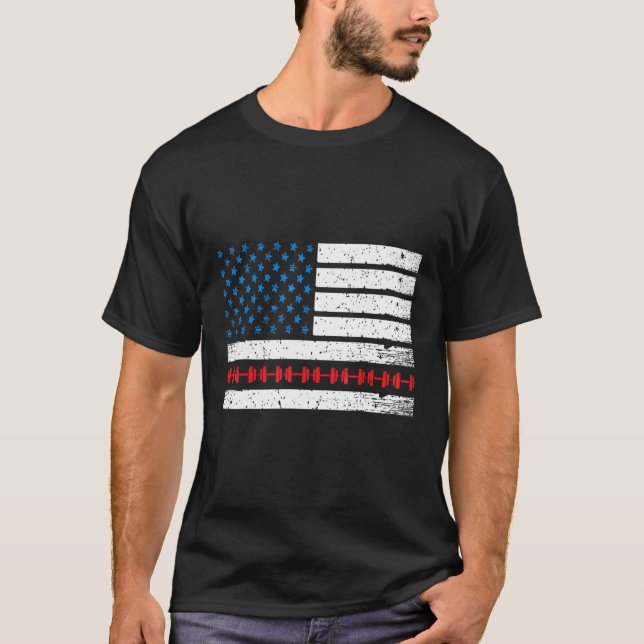 Patriotische Fitness Trainer Usa American Flag Bod T-Shirt (Vorderseite)