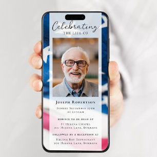 Patriotische Flag Vet Foto Beerdigung Digitale Evi Einladung