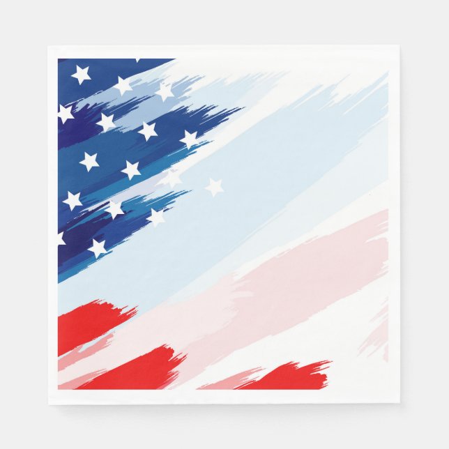 Patriotische Flagge 4. Juli Papier Napkins Serviette (Vorderseite)