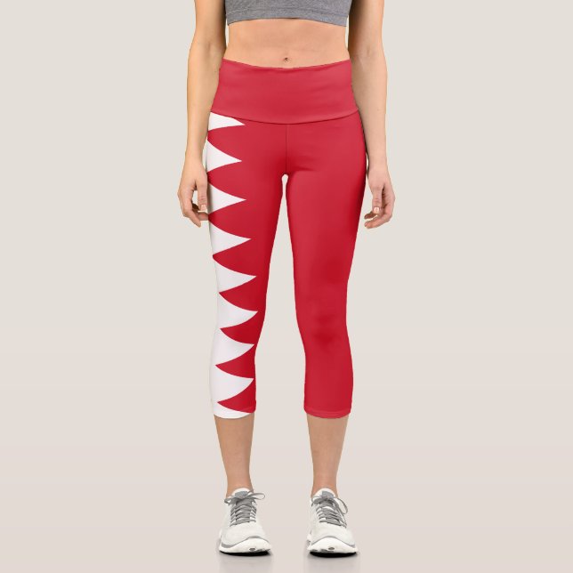 Patriotische Flagge Bahrains Capri Leggings (Vorderseite)