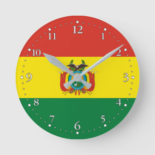 Patriotische Flagge Boliviens Runde Wanduhr