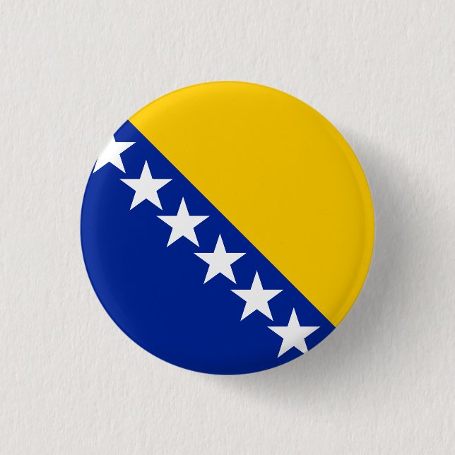 Patriotische Flagge Bosnien-Herzegowina Button (Vorderseite)