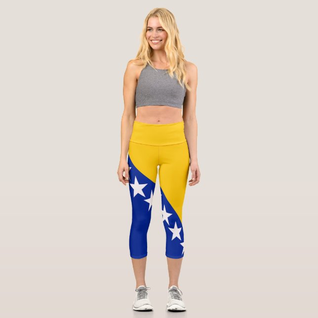 Patriotische Flagge Bosnien-Herzegowina Capri Leggings (Vorderseite)
