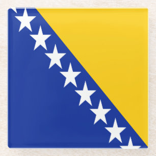 Patriotische Flagge Bosnien-Herzegowina Glasuntersetzer