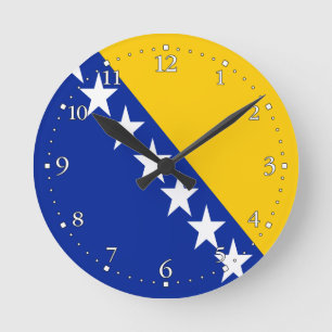 Patriotische Flagge Bosnien und Herzegowina Runde Wanduhr
