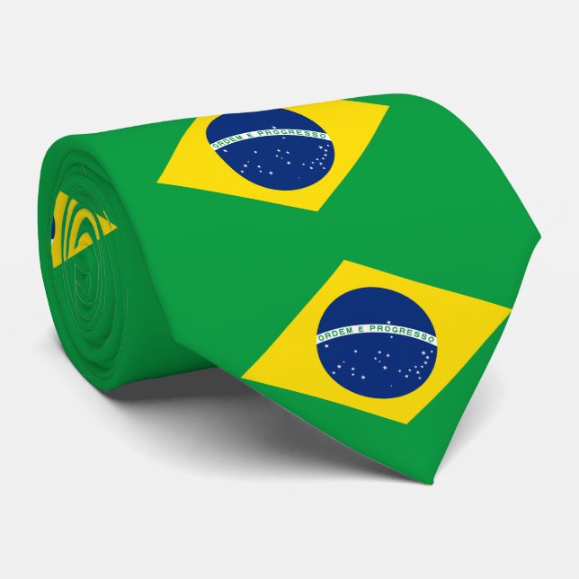 Patriotische Flagge Brasilien Krawatte (Gerollt)