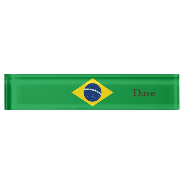 Patriotische Flagge Brasilien Namensplakette (Vorderseite)