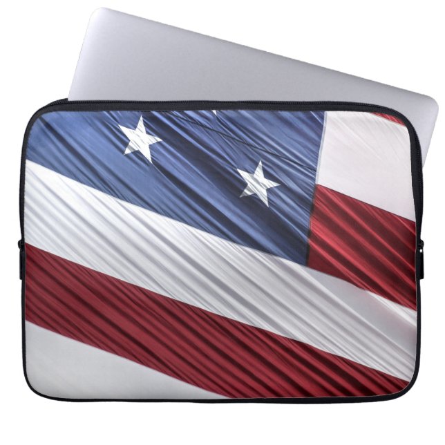 Patriotische Flagge der USA, rot, weiß und blau Laptopschutzhülle (Vorderseite)