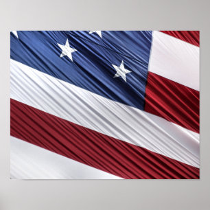 Patriotische Flagge der USA, rot, weiß und blau Poster