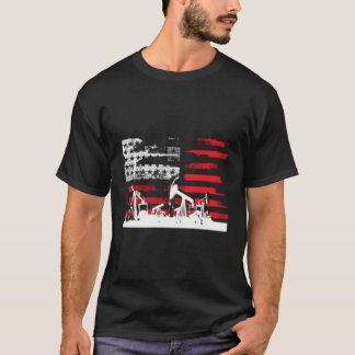 Patriotische Flagge für Ölfeld mit Ölpumpenbohrer T-Shirt