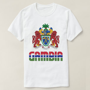 Patriotische Flagge Gambias und Wappen T-Shirt