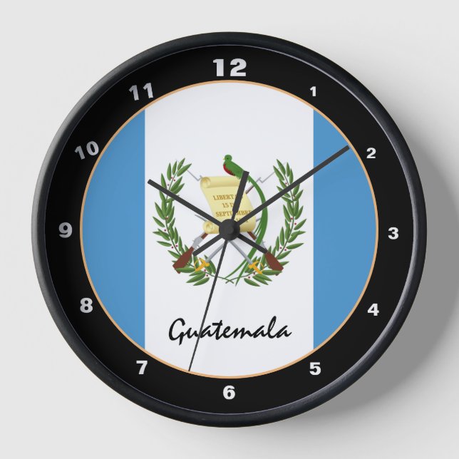 Patriotische Flagge Guatemalas, Zuhause / Design Uhr (Vorderseite)