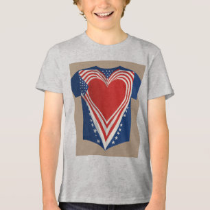 Patriotische Flagge Hand über Herz – Minimalistisc Tri-Blend Shirt