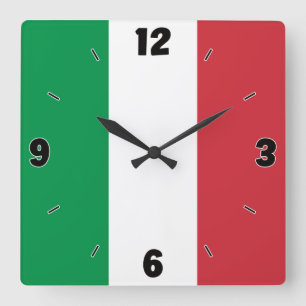Patriotische Flagge Italiens Quadratische Wanduhr