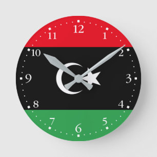 Patriotische Flagge Libyens Runde Wanduhr