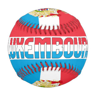 Patriotische Flagge Luxemburgs und Wappen Baseball